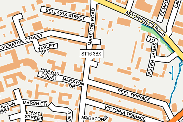ST16 3BX map - OS OpenMap – Local (Ordnance Survey)