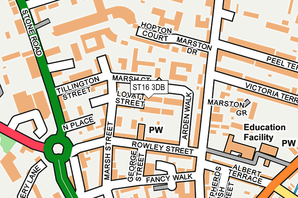 ST16 3DB map - OS OpenMap – Local (Ordnance Survey)