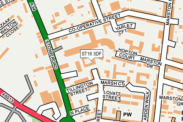 ST16 3DF map - OS OpenMap – Local (Ordnance Survey)