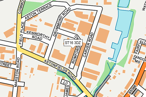 ST16 3DZ map - OS OpenMap – Local (Ordnance Survey)
