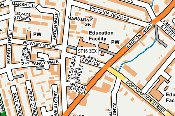 ST16 3EX map - OS OpenMap – Local (Ordnance Survey)