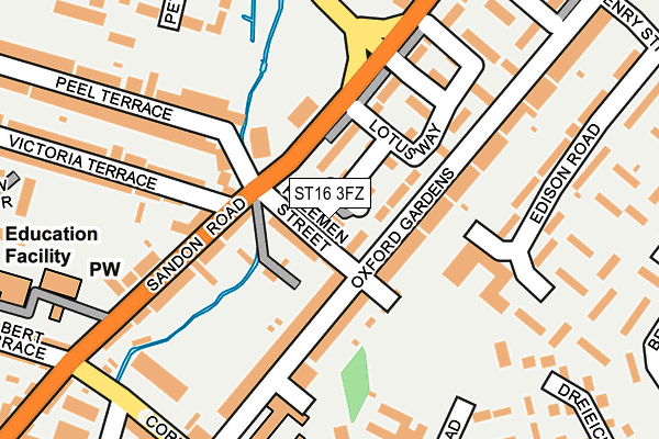 ST16 3FZ map - OS OpenMap – Local (Ordnance Survey)