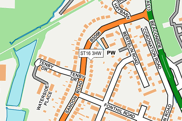 ST16 3HW map - OS OpenMap – Local (Ordnance Survey)