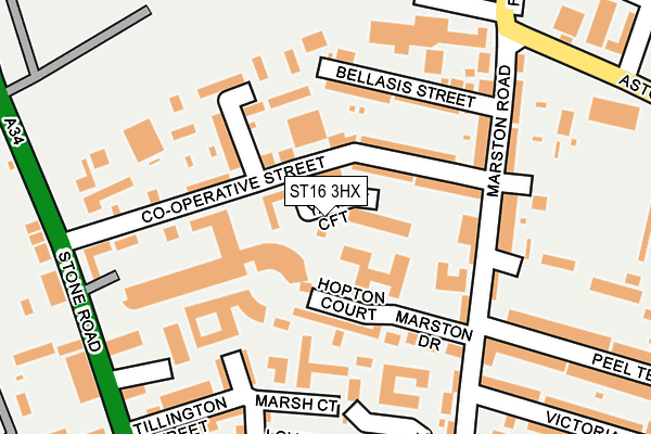 ST16 3HX map - OS OpenMap – Local (Ordnance Survey)