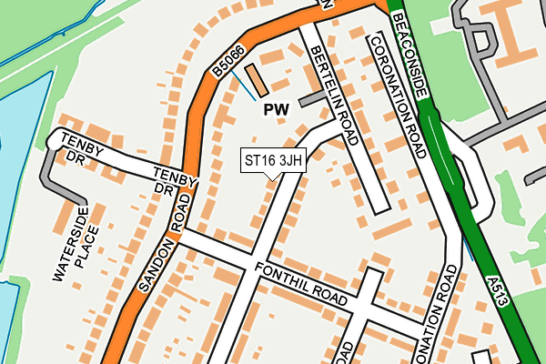 ST16 3JH map - OS OpenMap – Local (Ordnance Survey)