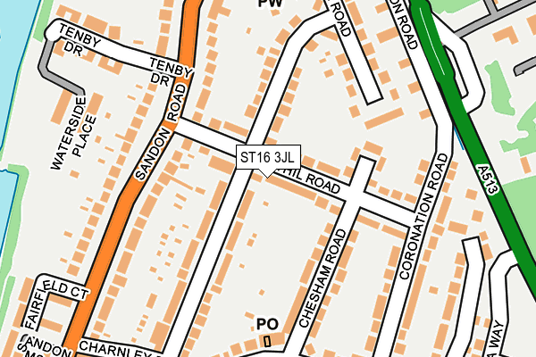 ST16 3JL map - OS OpenMap – Local (Ordnance Survey)