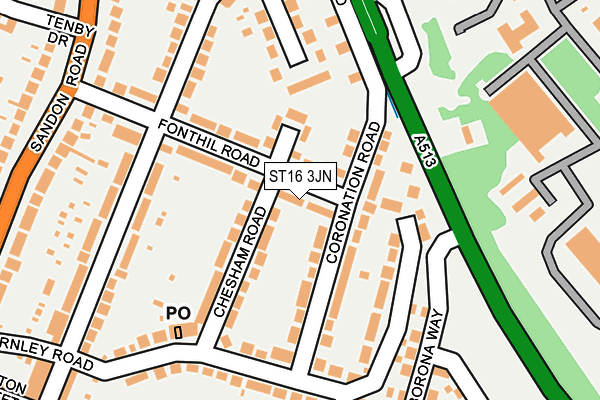 ST16 3JN map - OS OpenMap – Local (Ordnance Survey)