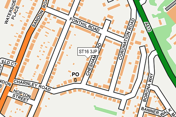 ST16 3JP map - OS OpenMap – Local (Ordnance Survey)