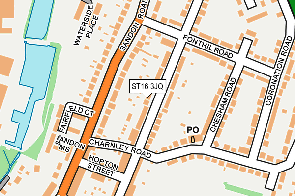 ST16 3JQ map - OS OpenMap – Local (Ordnance Survey)