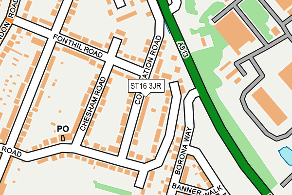 ST16 3JR map - OS OpenMap – Local (Ordnance Survey)