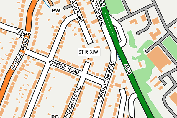ST16 3JW map - OS OpenMap – Local (Ordnance Survey)