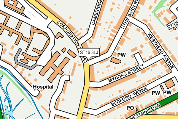 ST16 3LJ map - OS OpenMap – Local (Ordnance Survey)