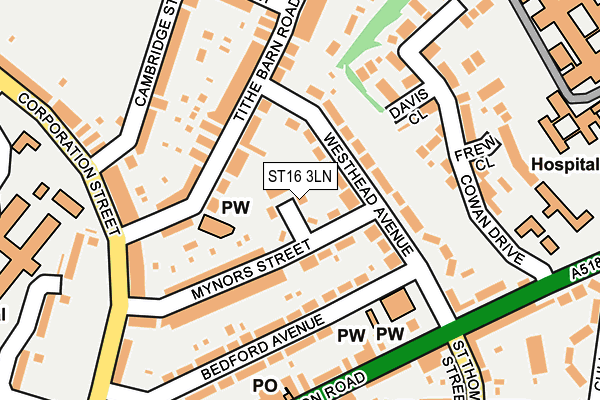 ST16 3LN map - OS OpenMap – Local (Ordnance Survey)