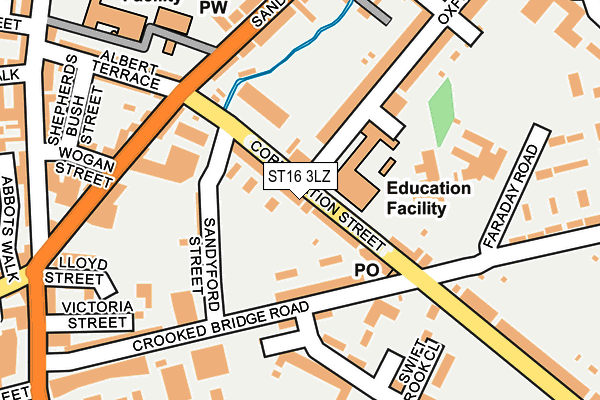 ST16 3LZ map - OS OpenMap – Local (Ordnance Survey)