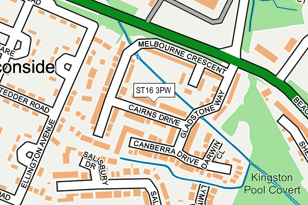 ST16 3PW map - OS OpenMap – Local (Ordnance Survey)