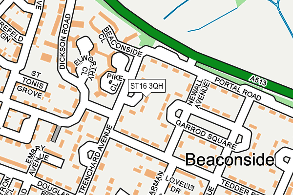 ST16 3QH map - OS OpenMap – Local (Ordnance Survey)