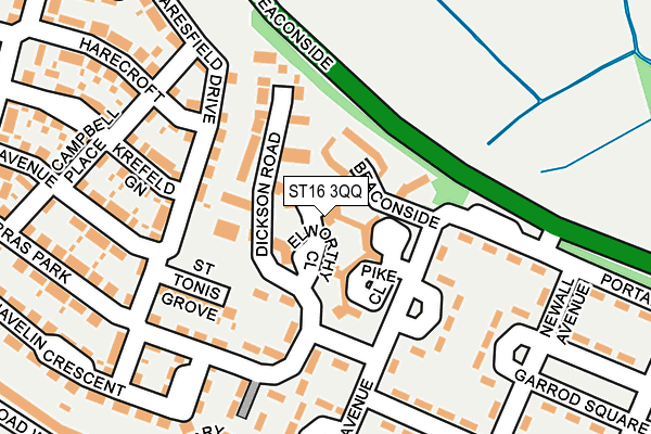 ST16 3QQ map - OS OpenMap – Local (Ordnance Survey)