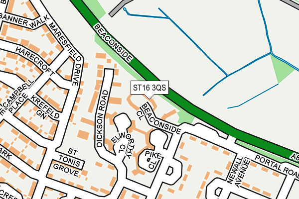 ST16 3QS map - OS OpenMap – Local (Ordnance Survey)