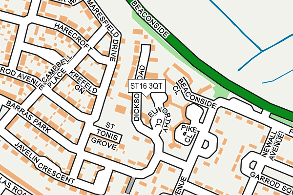 ST16 3QT map - OS OpenMap – Local (Ordnance Survey)