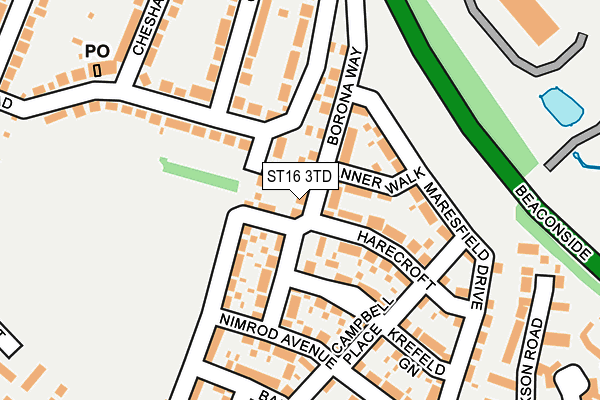 ST16 3TD map - OS OpenMap – Local (Ordnance Survey)