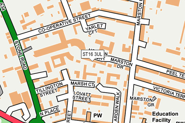 ST16 3UL map - OS OpenMap – Local (Ordnance Survey)