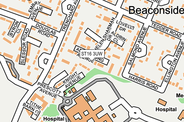 ST16 3UW map - OS OpenMap – Local (Ordnance Survey)