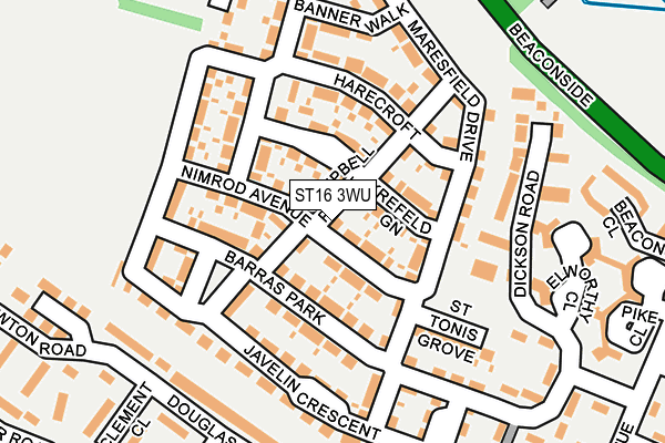 ST16 3WU map - OS OpenMap – Local (Ordnance Survey)