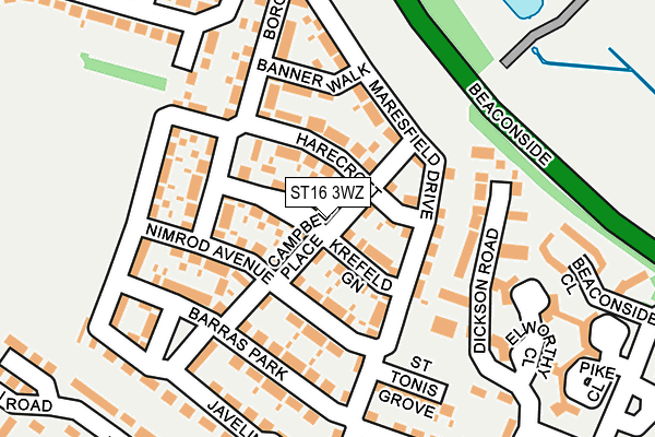 ST16 3WZ map - OS OpenMap – Local (Ordnance Survey)