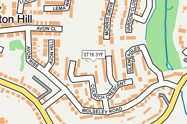 ST16 3YF map - OS OpenMap – Local (Ordnance Survey)