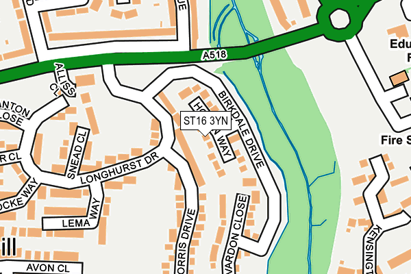 ST16 3YN map - OS OpenMap – Local (Ordnance Survey)