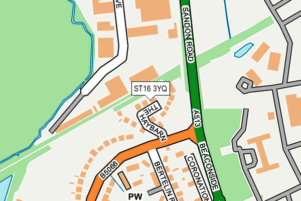 ST16 3YQ map - OS OpenMap – Local (Ordnance Survey)