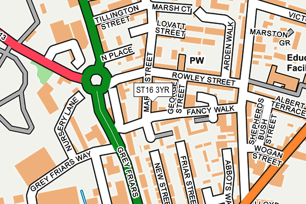 ST16 3YR map - OS OpenMap – Local (Ordnance Survey)