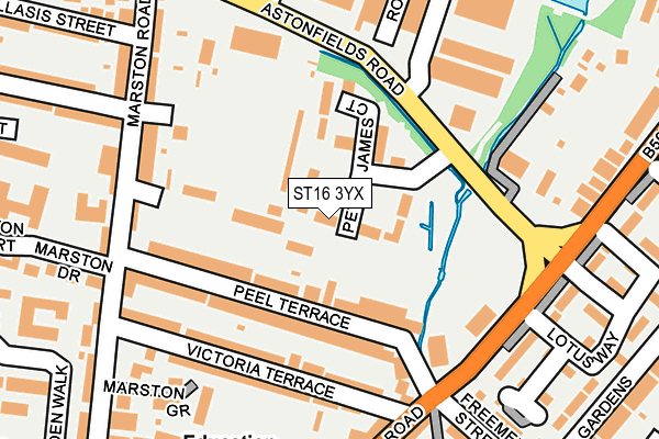 ST16 3YX map - OS OpenMap – Local (Ordnance Survey)