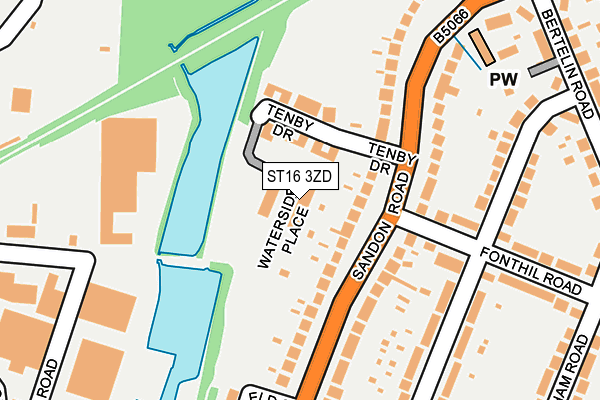 ST16 3ZD map - OS OpenMap – Local (Ordnance Survey)