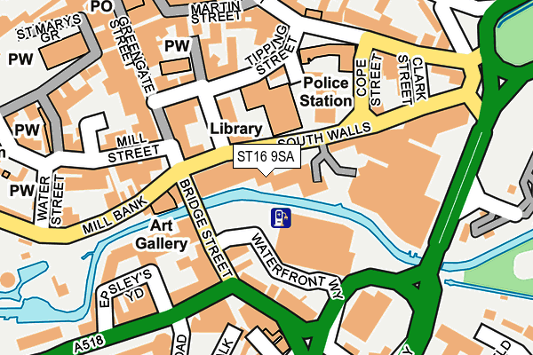 ST16 9SA map - OS OpenMap – Local (Ordnance Survey)