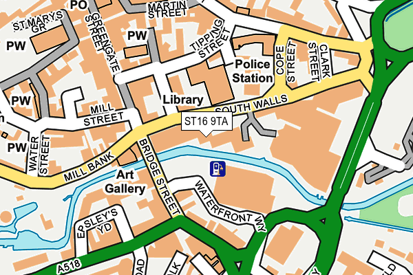 ST16 9TA map - OS OpenMap – Local (Ordnance Survey)