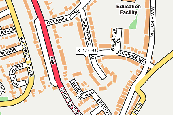 ST17 0PU map - OS OpenMap – Local (Ordnance Survey)