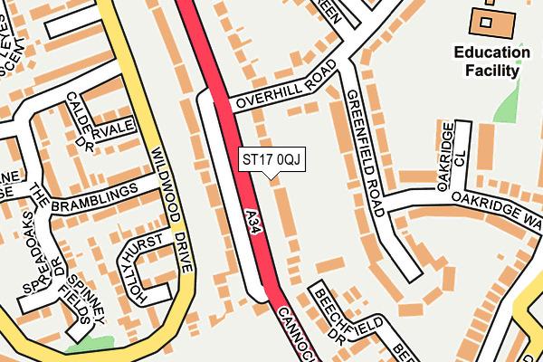 ST17 0QJ map - OS OpenMap – Local (Ordnance Survey)