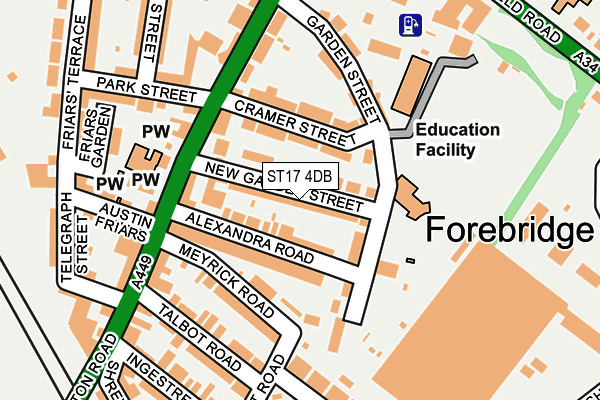 ST17 4DB map - OS OpenMap – Local (Ordnance Survey)