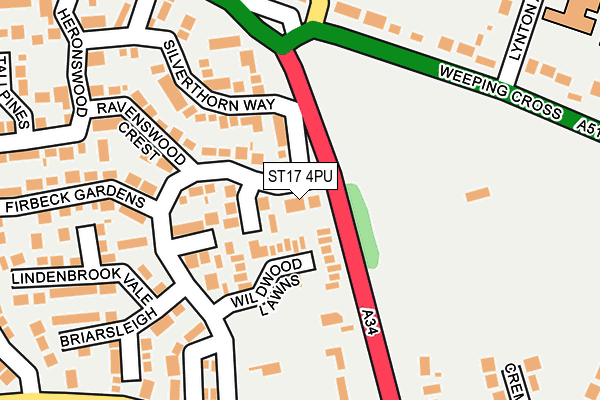 ST17 4PU map - OS OpenMap – Local (Ordnance Survey)