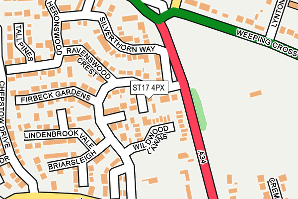 ST17 4PX map - OS OpenMap – Local (Ordnance Survey)
