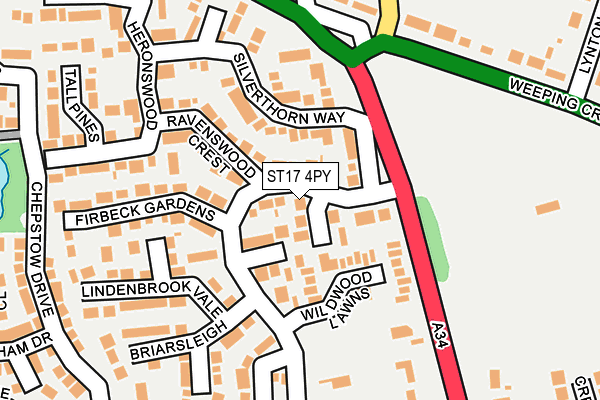 ST17 4PY map - OS OpenMap – Local (Ordnance Survey)