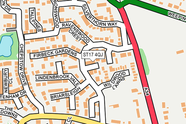 ST17 4QJ map - OS OpenMap – Local (Ordnance Survey)