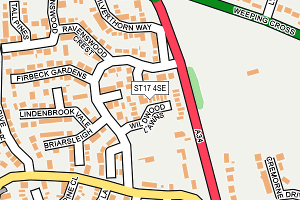 ST17 4SE map - OS OpenMap – Local (Ordnance Survey)