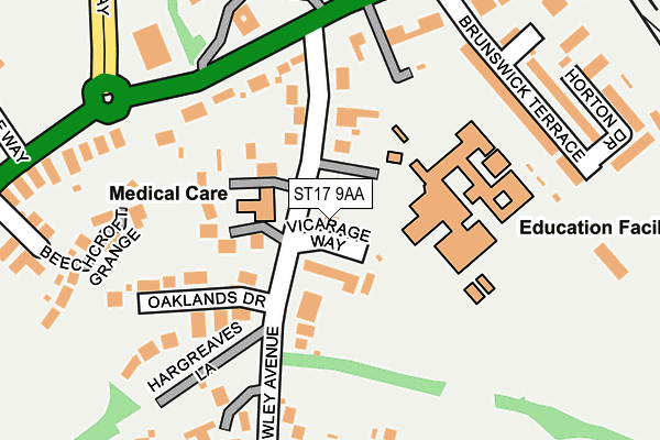 ST17 9AA map - OS OpenMap – Local (Ordnance Survey)