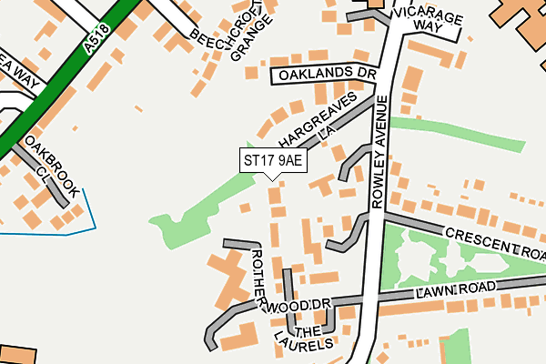 ST17 9AE map - OS OpenMap – Local (Ordnance Survey)