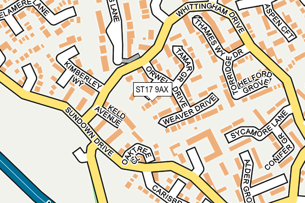 ST17 9AX map - OS OpenMap – Local (Ordnance Survey)