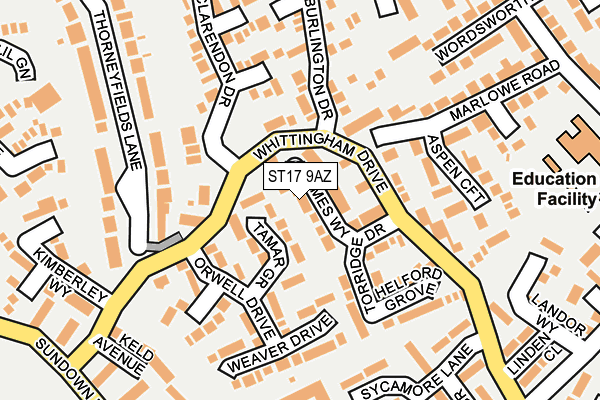 ST17 9AZ map - OS OpenMap – Local (Ordnance Survey)