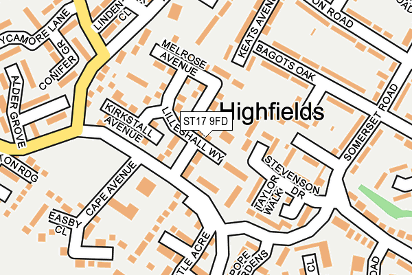 ST17 9FD map - OS OpenMap – Local (Ordnance Survey)