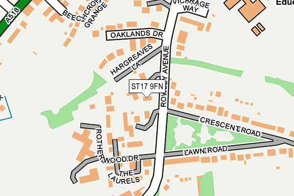 ST17 9FN map - OS OpenMap – Local (Ordnance Survey)